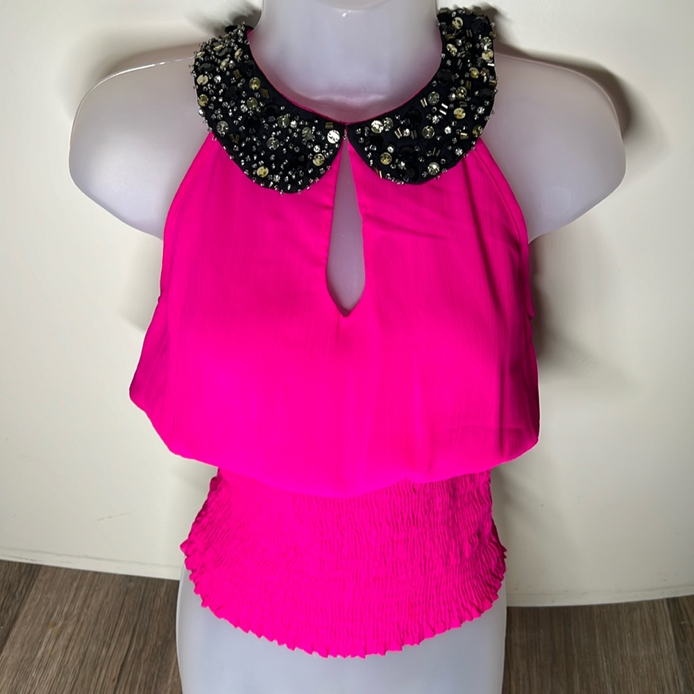 Bebe hot pink  halter top size small NWT